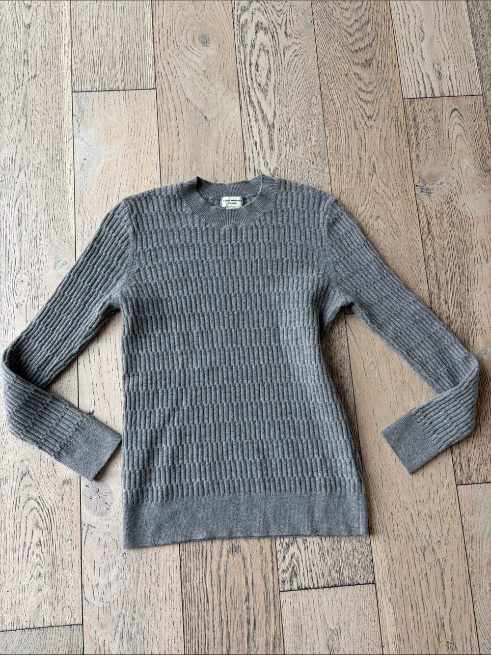 Club Monaco Women’s Cashmere Textured Gray Crewneck Sweater
